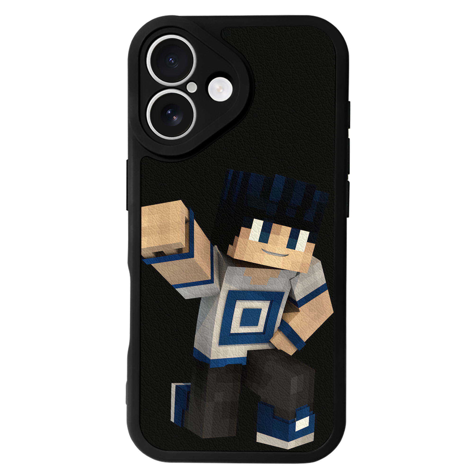 （画像用） マインクラフト ブロックの世界 Minecraft MC Block world 【iPhone 16シリーズ対応】シリコンスマホケース（レザー調） 材質：シリコン